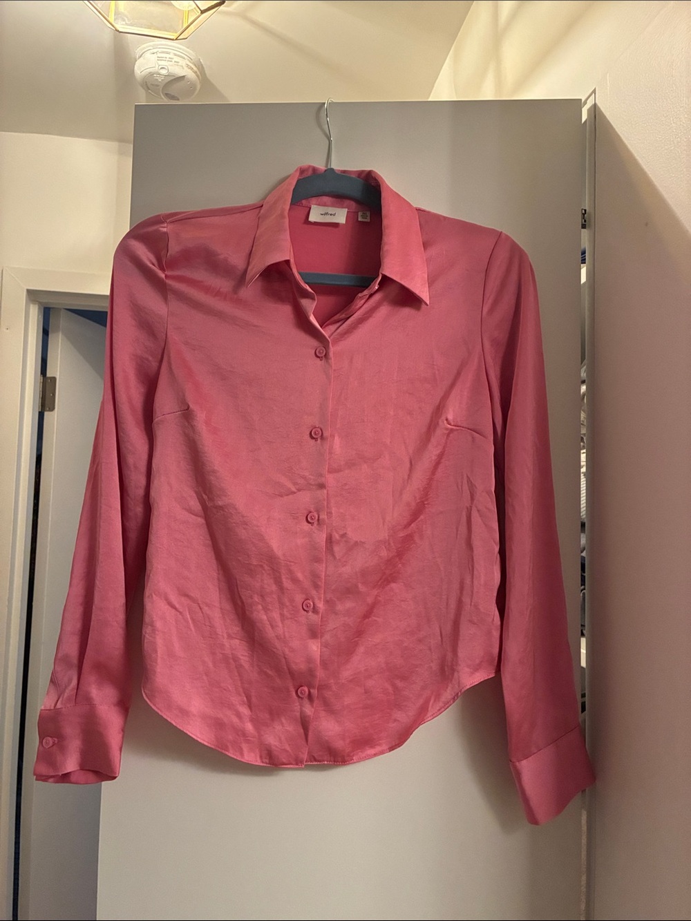 Wilfred Rose Pink Satin Button-Down Shirt